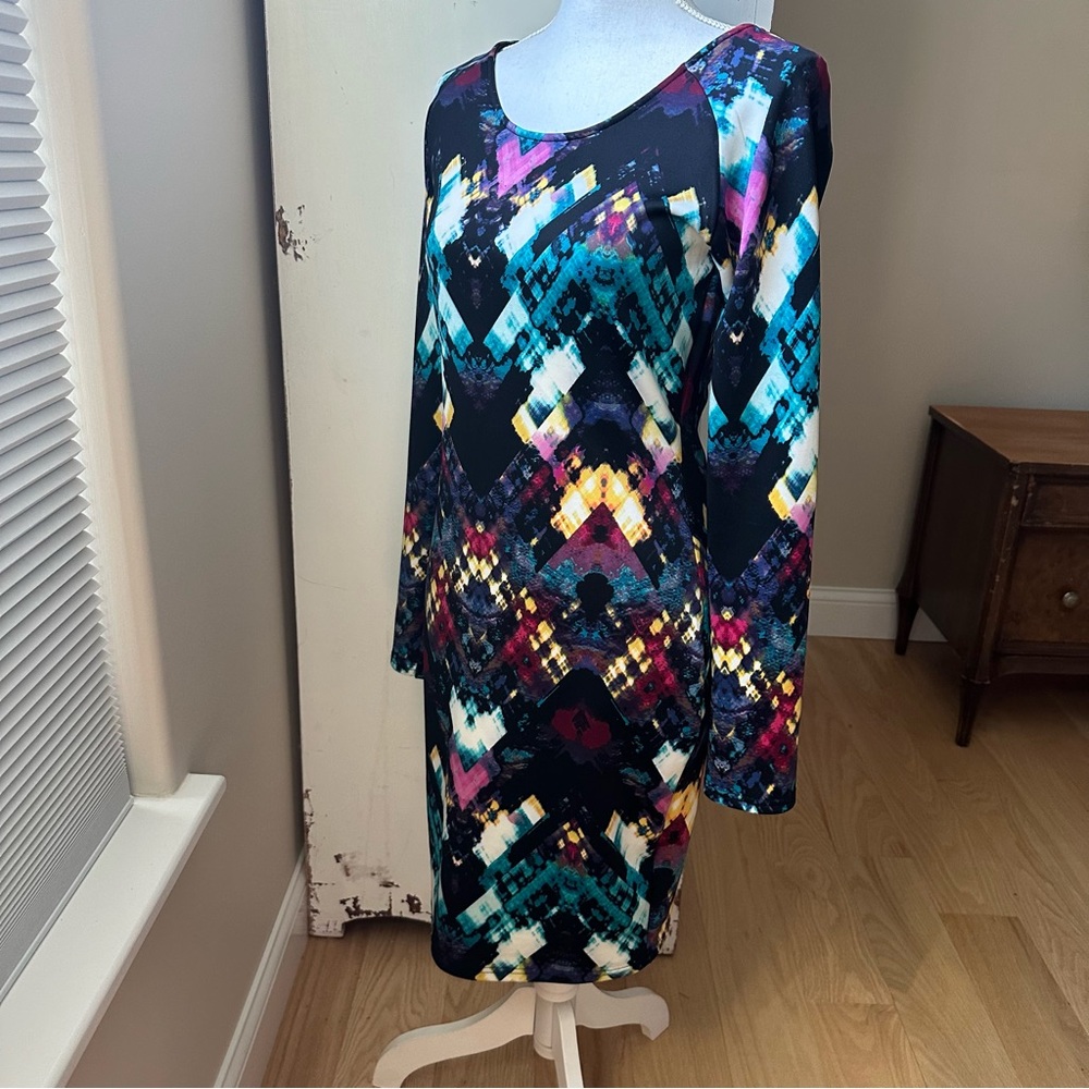 Patterned Long Sleeve Dress - Picture 3 of 6